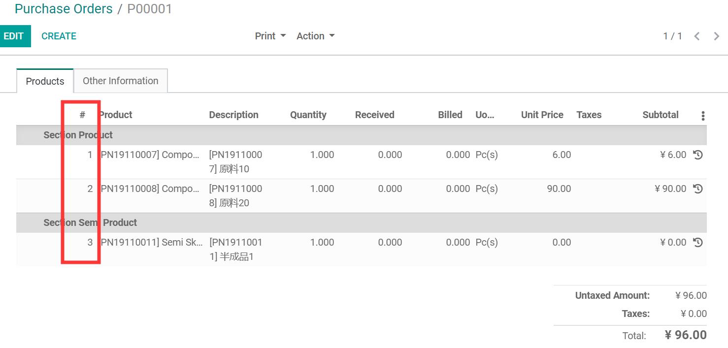 Account Invoicing Line Number Sequence, Bill Line Number