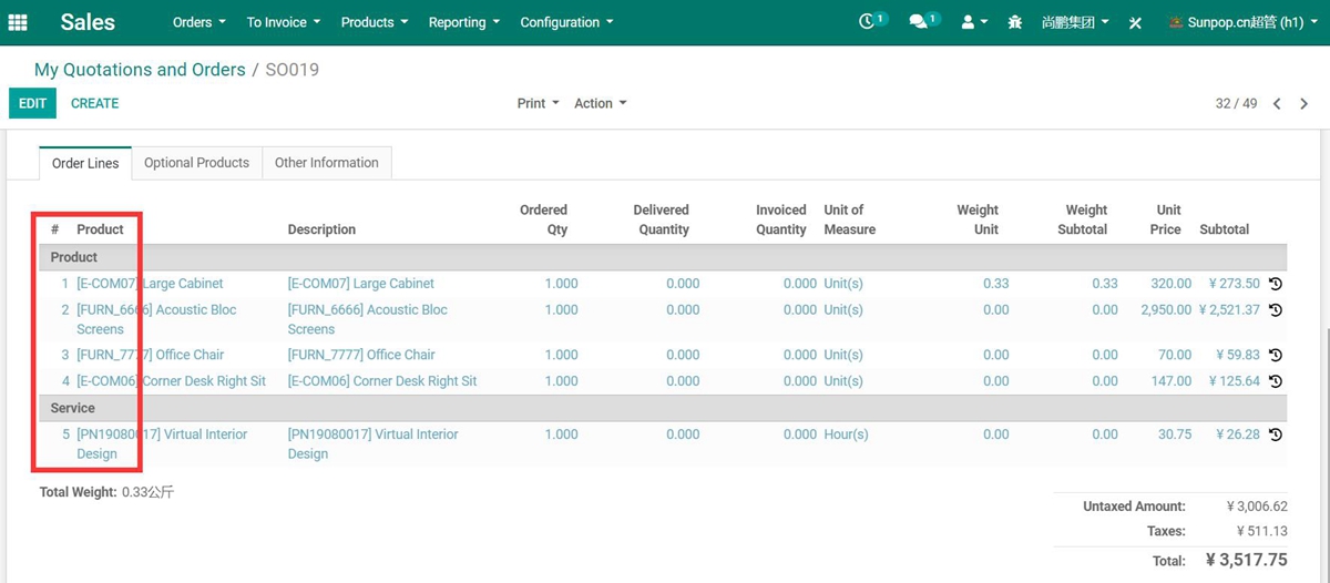 Account Invoicing Line Number Sequence, Bill Line Number