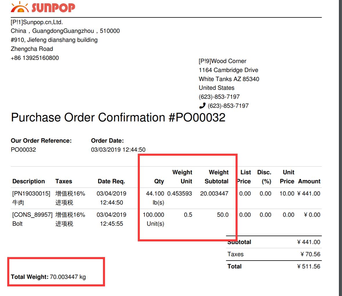 Weight in Stock Inventory Operation Picking and Move