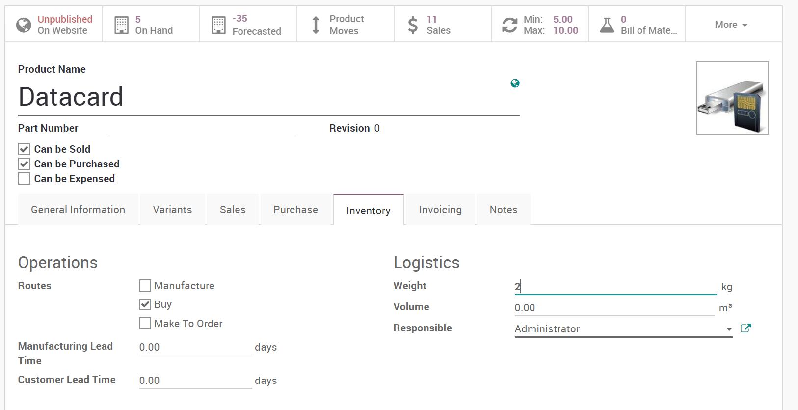 Weight in Stock Inventory Operation Picking and Move