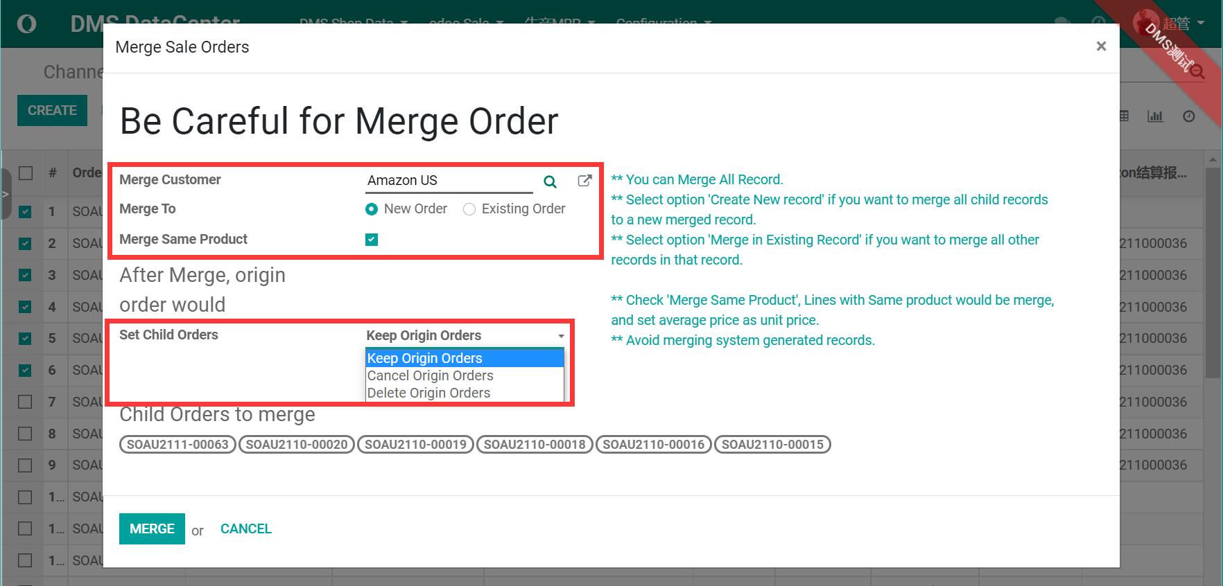 Merge Sale order