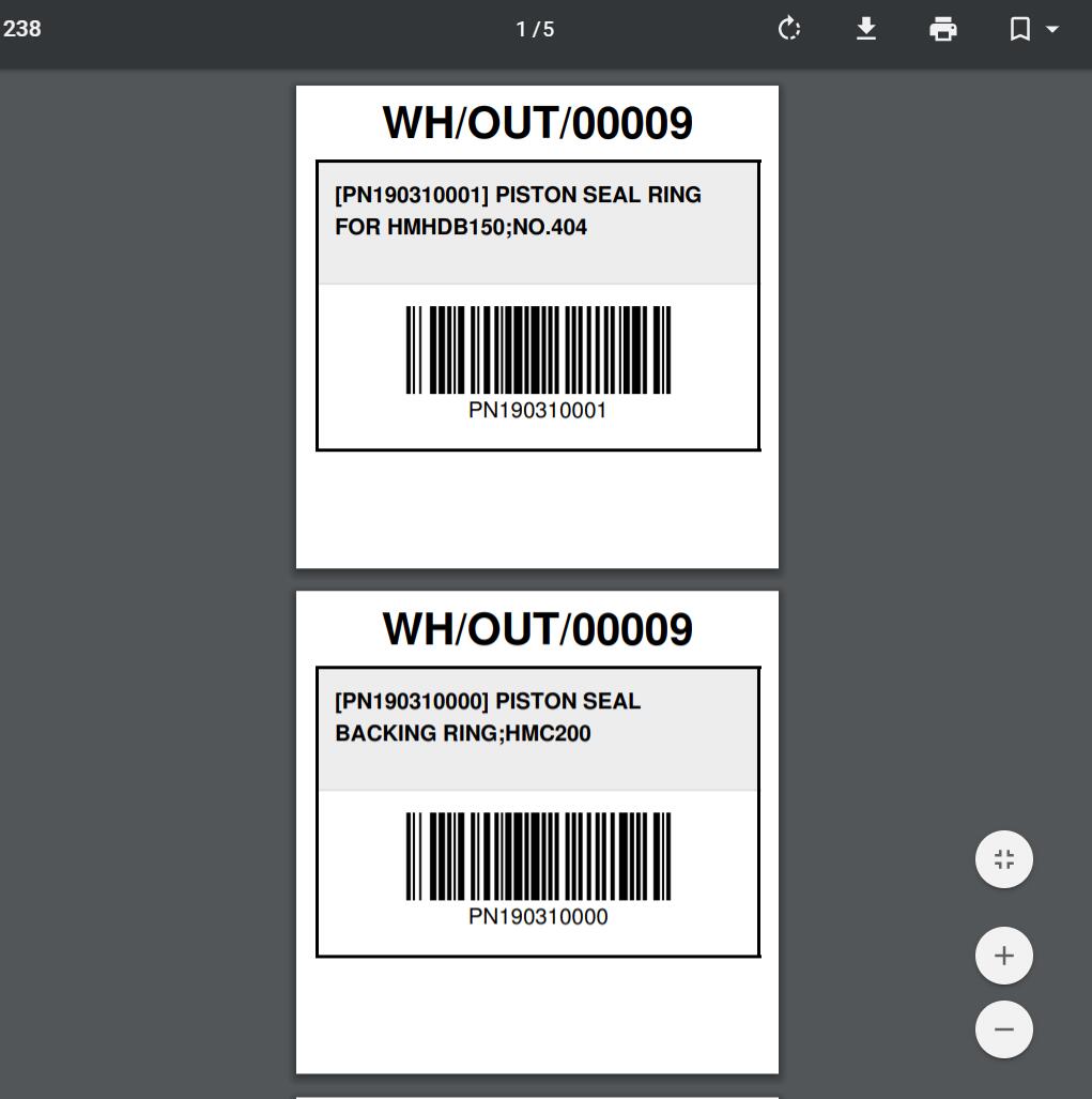  Product Label for Stock Transfer 