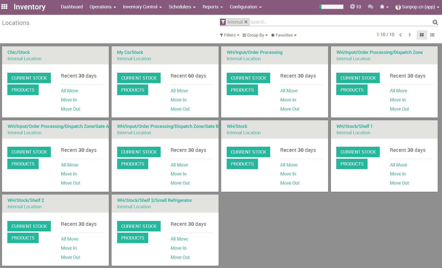 App Stock Location Kanban with Move In and Out