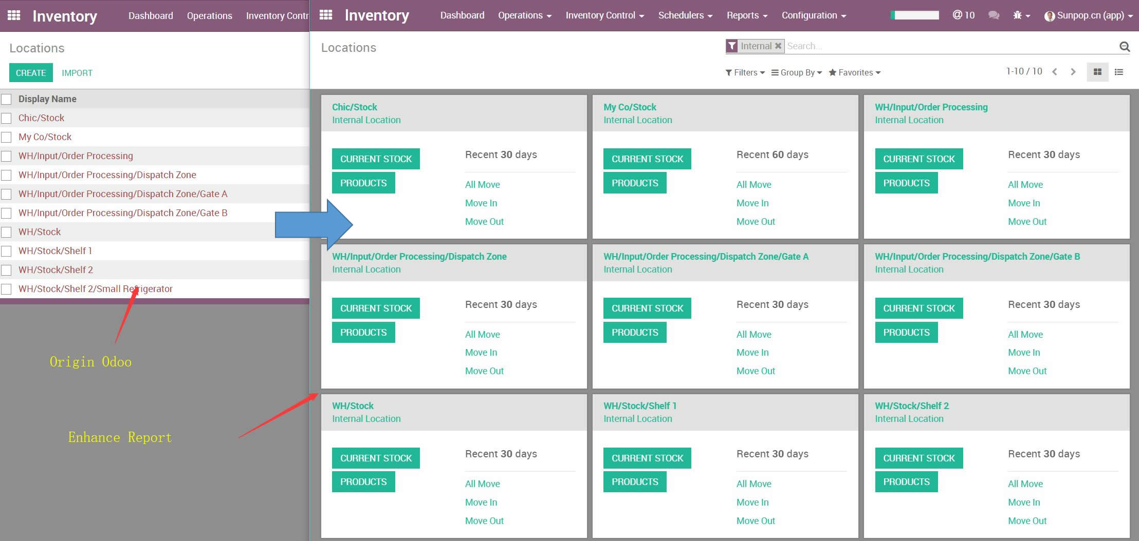 App Stock Location Kanban with Move In and Out